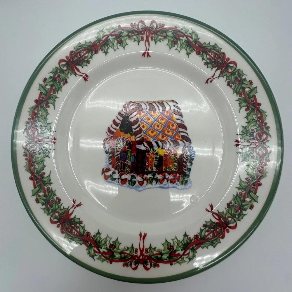 Christopher Radko Traditions Holiday Celebrations Salad Plates Set of 4 Ceramic
